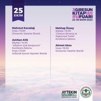 3. Giresun Kitap Fuarı, 25 Ekim Salı