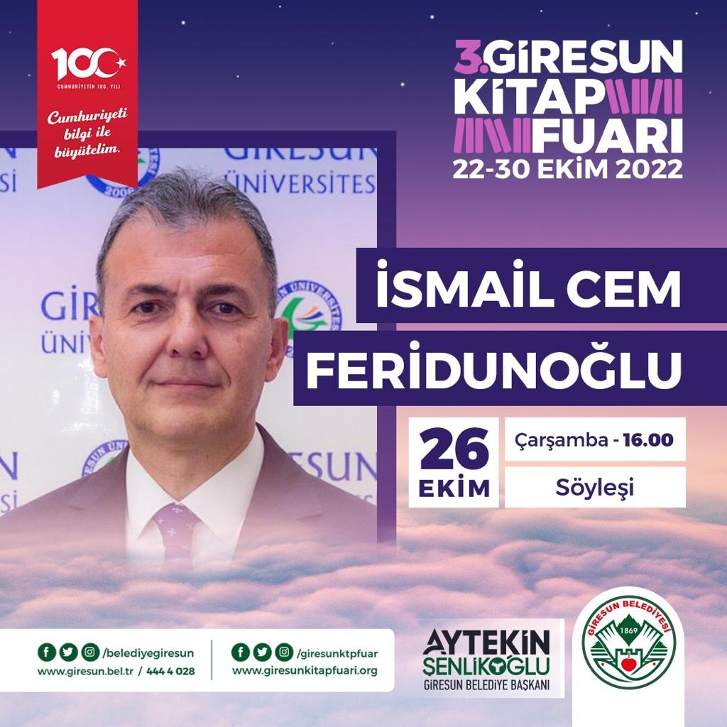 Dr. İsmail Cem Feridunoğlu, 26 Ekim saat 16.00’da