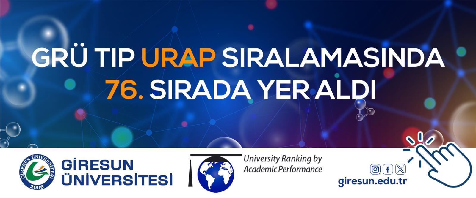 Üniversitemiz URAP Tıp ve Sağlık Bilimleri Alan Sıralamasında Türkiye’de 76. Sırada Yer Aldı