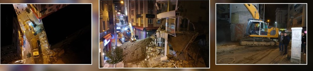 ÇÖKME TEHLİKESİ BULUNAN BİNA YIKILDI