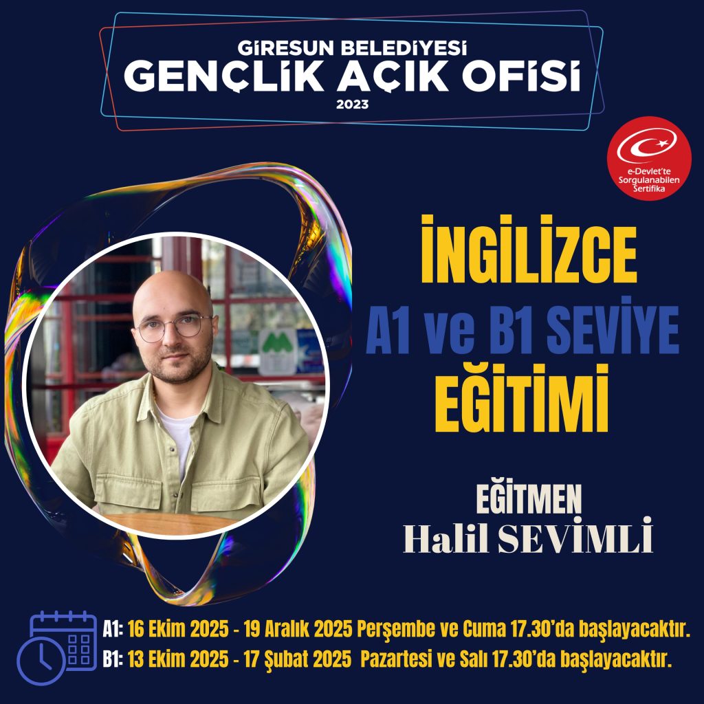GİRESUN BELEDİYESİ’NDEN İNGİLİZCE A1 VE B1 SEVİYE EĞİTİM PROGRAMI