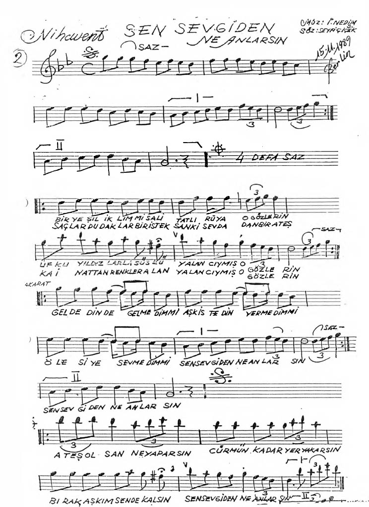 BESTELENEN BİRKAÇ GÜFTE (ŞARKI SÖZÜ) DENEMEM ÜZERİNE-6