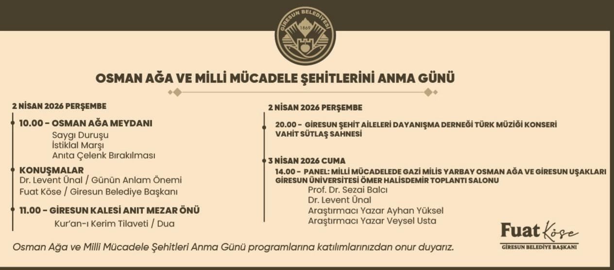 OSMAN AĞA 2 NİSAN PERŞEMBE GÜNÜ ANILACAK