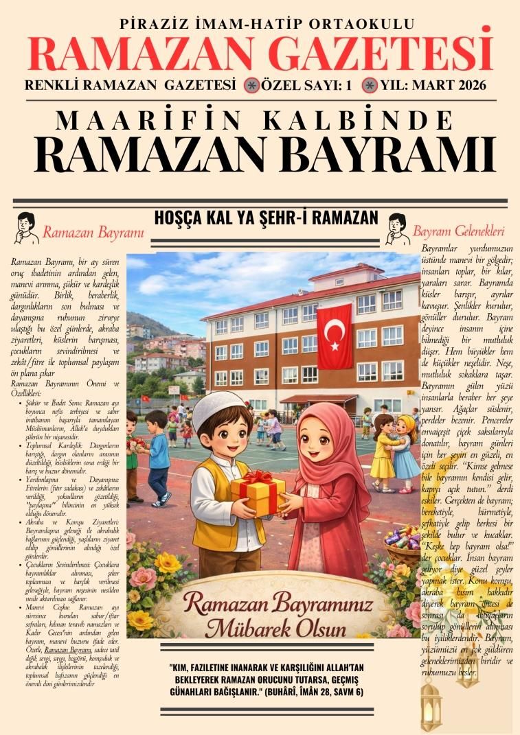 Piraziz İmam Hatip Ortaokulu’ndan Ramazan Ayına Özel Gazete Sürprizi