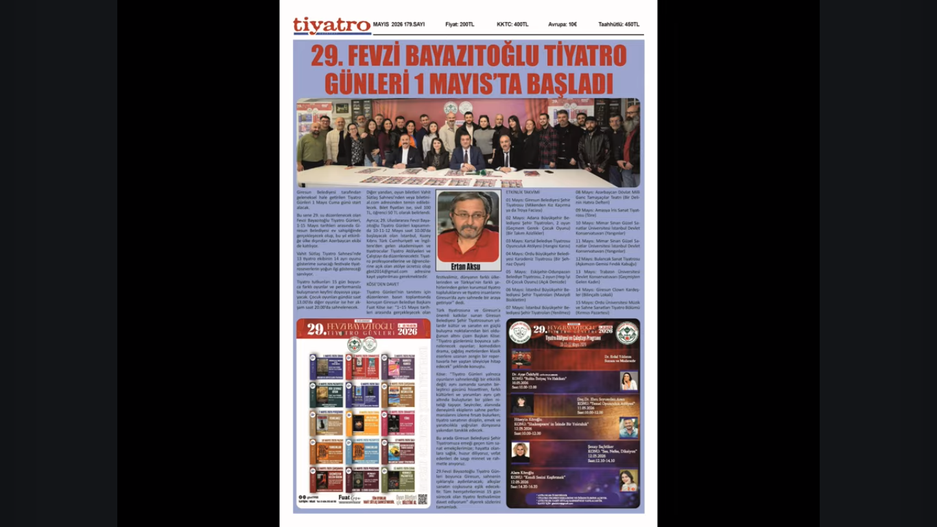 Tiyatro Gazetesinin 179. Mayıs sayısından Merhaba,