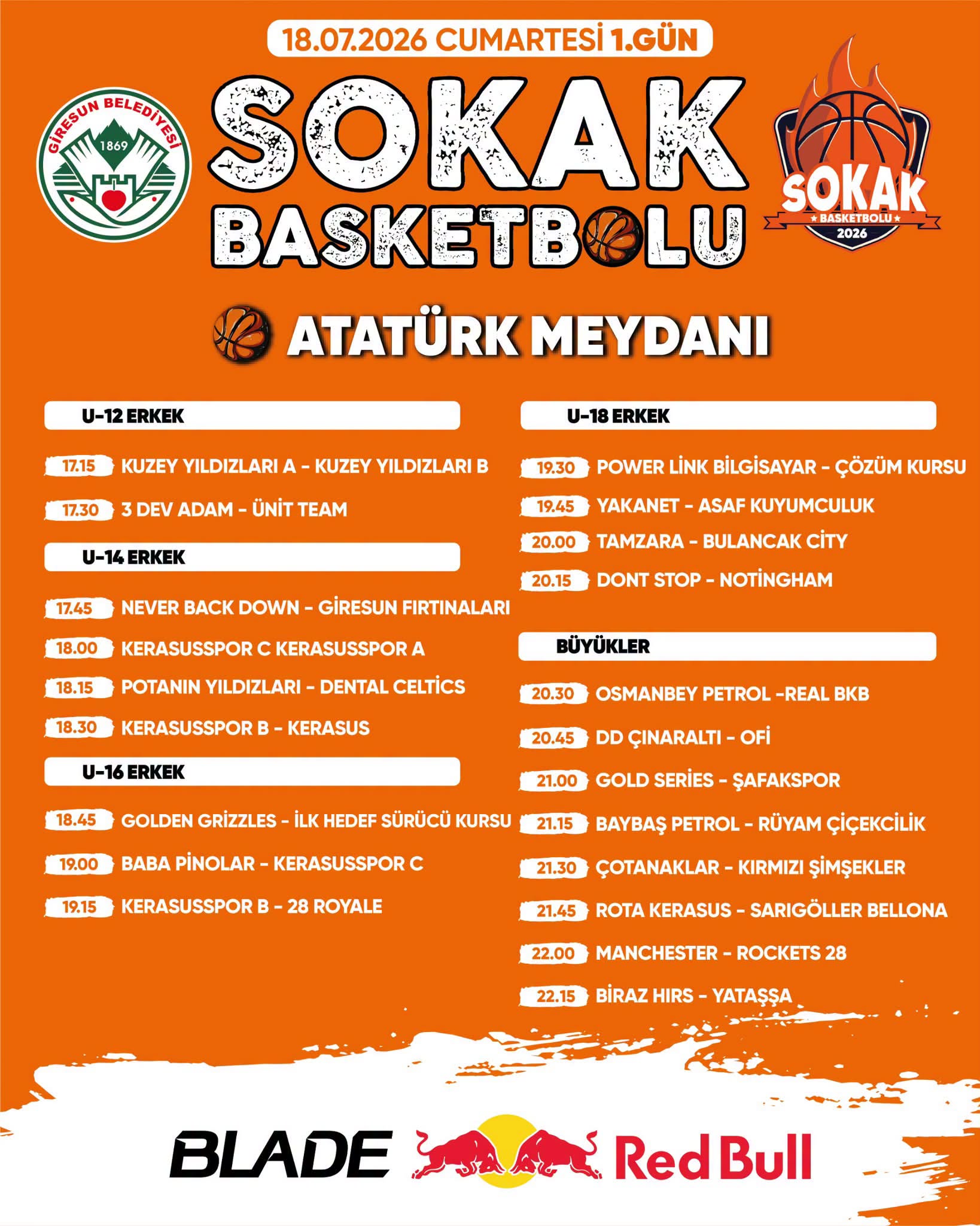 Sokak Basketbolu Turnuvası ilk Gün Fikstürü