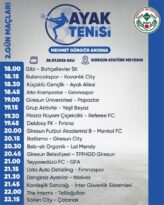 Ayak Tenisi Turnuvası 2. Gün Fikstürü