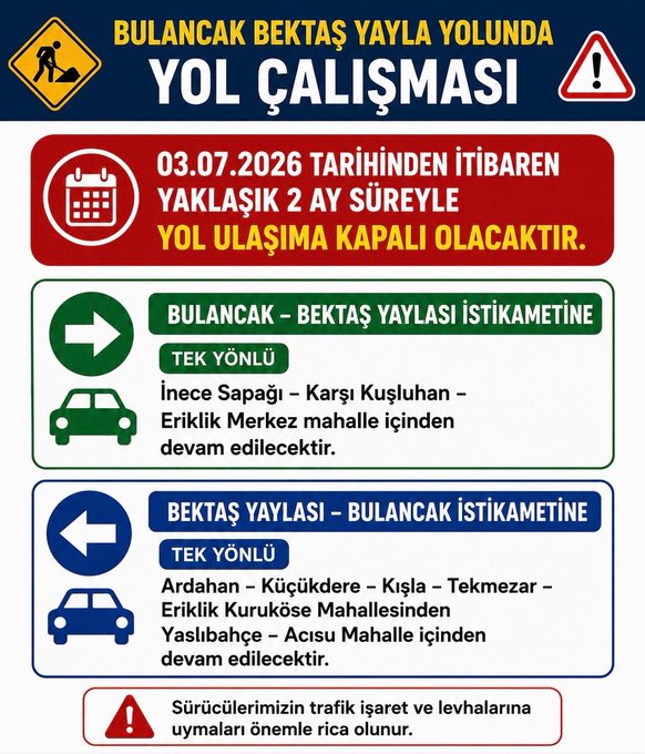 BULANCAK KAYMAKAMLIĞINDAN DUYURU!