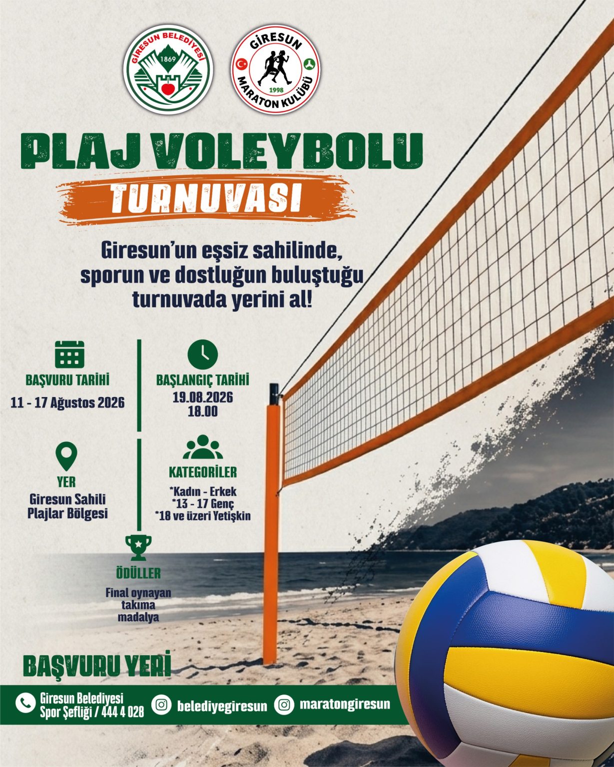 GİRESUN’DA PLAJ VOLEYBOLU HEYECANI BAŞLIYOR
