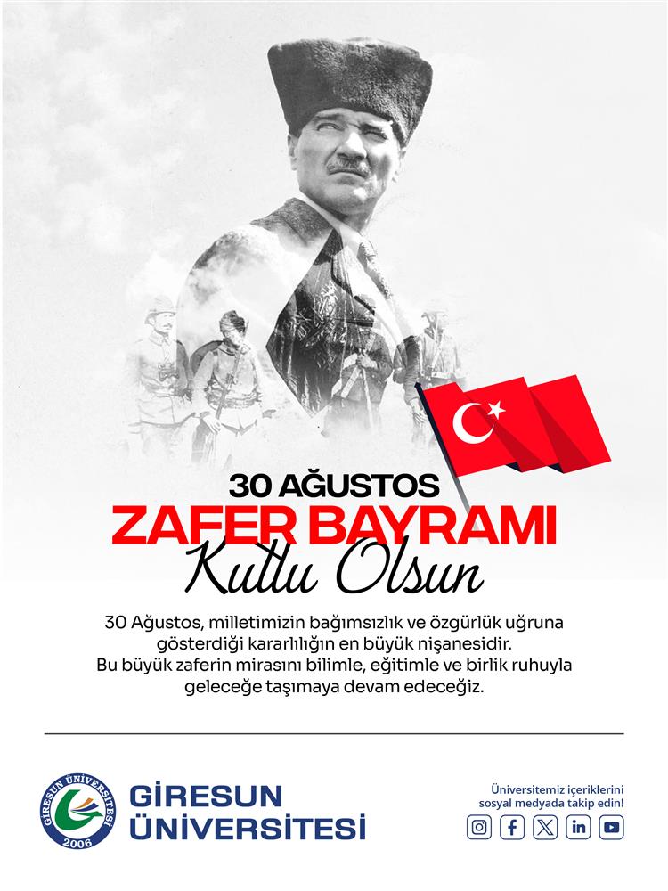 Rektörümüz Prof. Dr. Yılmaz Can’ın “30 Ağustos Zafer Bayramı” Mesajı