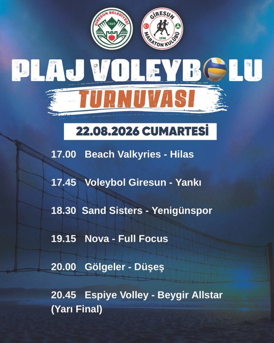 Plaj Voleybolu Turnuvası . 4.Gün Fikstürü Plajlar Bölgesi
