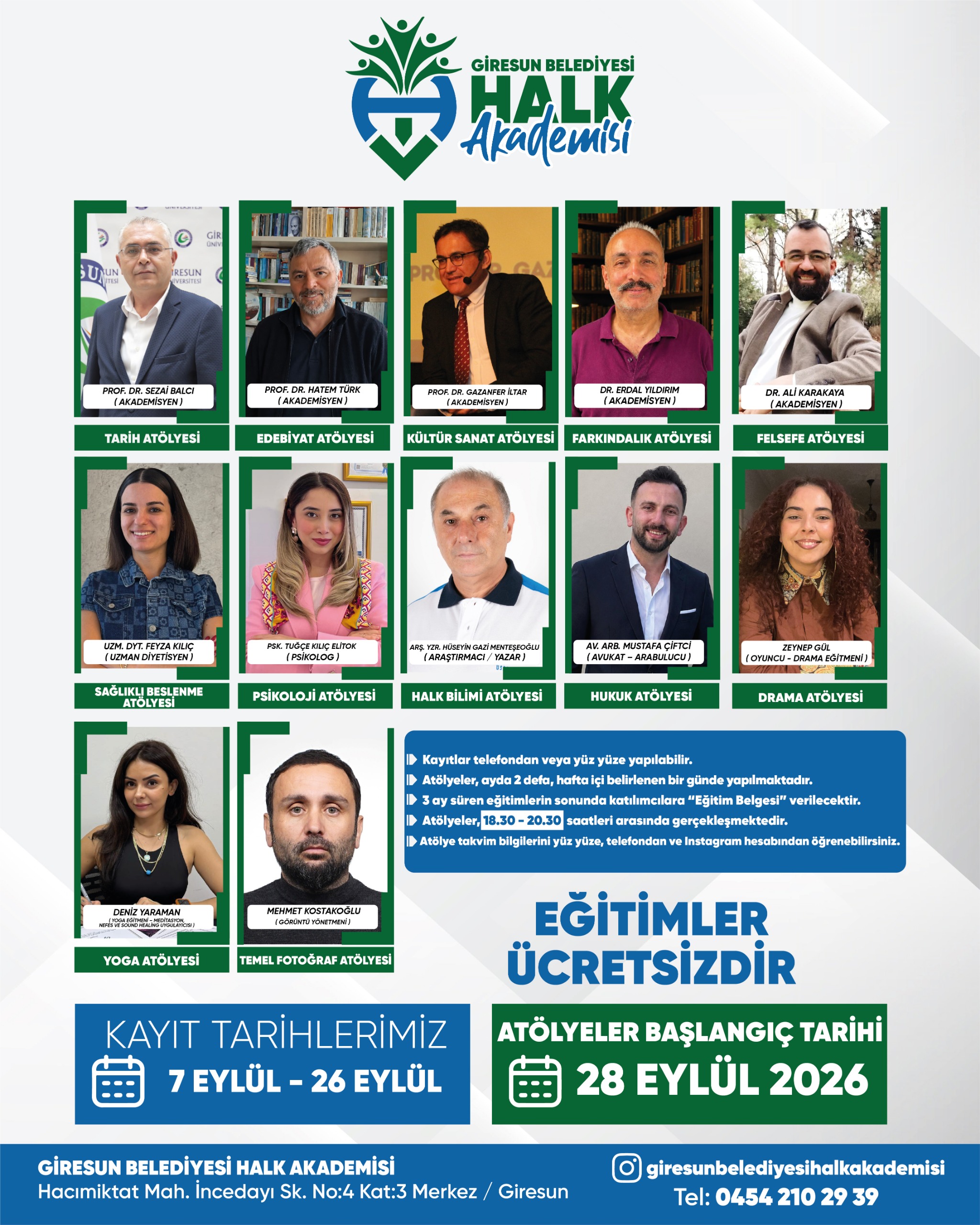 GİRESUN BELEDİYESİ HALK AKADEMİSİ’NDE YENİ DÖNEM BAŞLIYOR