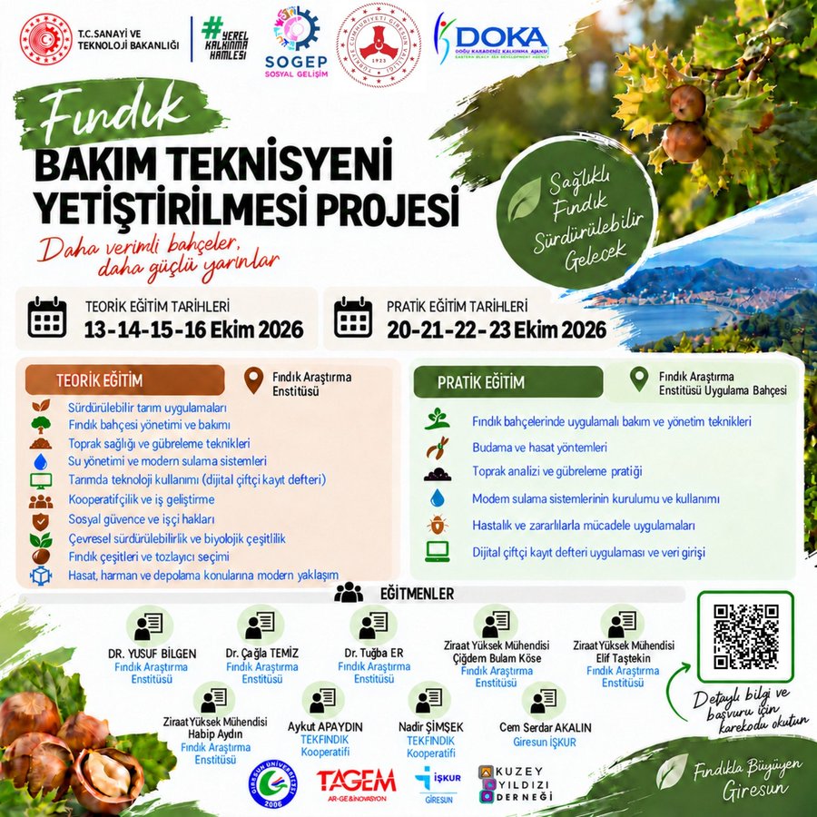 Giresun’da Fındık Bakım Teknisyeni Eğitimi Başlıyor