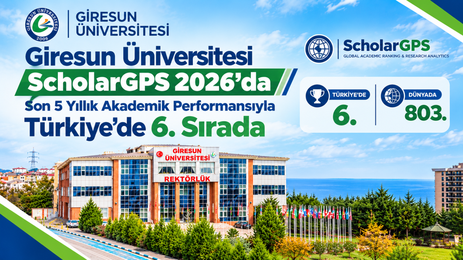 Giresun Üniversitesi ScholarGPS 2026’da Son 5 Yıllık Akademik Performansıyla Türkiye’de 6. Sırada